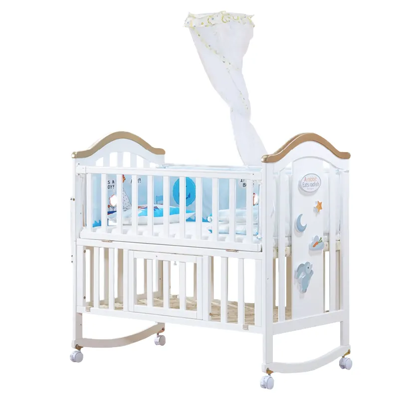 Foldable mobile baby crib cot sheets with mosquito net in walmart