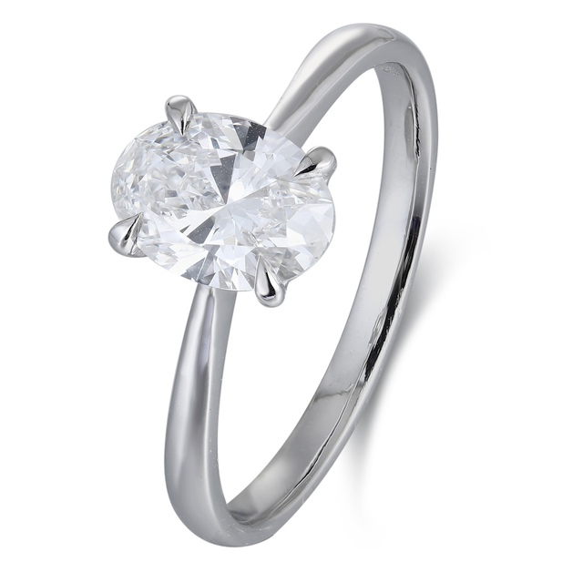 Luster Jewelry New Fashion Platinum PT950 Luxury Oval Lab-Grown Real Diamond Color D for Certified Engagement Ring for Women