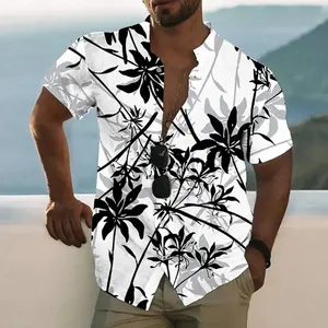 2023 Lasted Digital Printed Men's Collar T Shirts Rayon Viscose High Fashion Quality Vintage Short Sleeve Printed Shirts For Men
