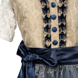 Robe traditionnelle Dirndl pour femmes, col en V, corsage perlé, jupe midi brodée florale, ceinture en satin, coupe trapèze, tenue formelle - Product Image 6