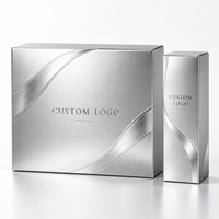 Boîte en carton argenté avec logo personnalisé, emballage de luxe pour parfums et cosmétiques, boîte pliante, OEM ODM