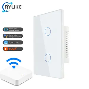 2 Gang Touch glass Tela AU EUA Padrão Zigbee Casa Interruptor inteligente para luz elétrica