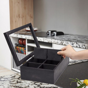 Boîte à thé en <span class=keywords><strong>bois</strong></span> bon marché et de haute qualité avec compartiments boîte de support de sachet de thé en <span class=keywords><strong>bois</strong></span> pour cadeaux de maison de cuisine - Product Image 4