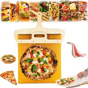 Gran oferta antiadherente <span class=keywords><strong>Pizza</strong></span> Turning Peel Easy Sliding <span class=keywords><strong>Pizza</strong></span> Board giratorio deslizante <span class=keywords><strong>Pizza</strong></span> Peel <span class=keywords><strong>pala</strong></span> con mango para Cocina - Product Image 2