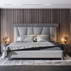 Juego de muebles italianos para dormitorio, cama de cuero King Size para parejas, camas clásicas modernas de lujo con cabecero - Product Image 3