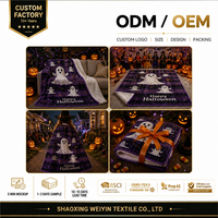 Manta Sherpa de Halloween Personalizada, OEM/ODM, de Felpa Estampada, para Regalos, Venta al por Mayor y Programas de Marca Privada