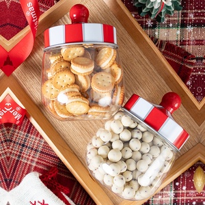 क्रिसमस सजावट ढक्कन गोल आकार भोजन नट्स कैंडी कंटेनर पारदर्शी ग्लास जार कैनिस्टर ग्लास भंडारण बोतल कोई समीक्षा नहीं - Product Image 3