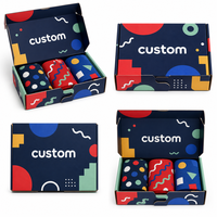 Boîte cadeau personnalisée pour chaussettes imprimées en couleur, avec languettes avant imbriquées, emballage pliable pour vêtements
