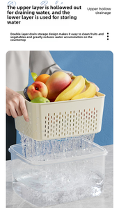 Contenedores de almacenamiento de alimentos frescos de drenaje de doble capa de viaje con asa de Venta caliente, caja de almacenamiento de PP para refrigerador - Product Image 4