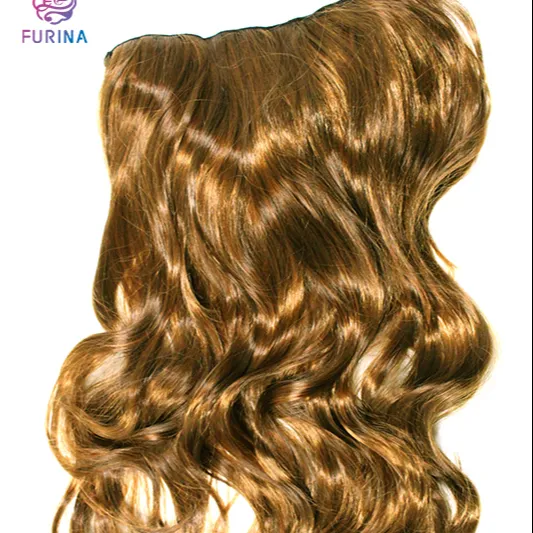 New fashionable design U shape long natural wave make up for Defects type half wigs for girls