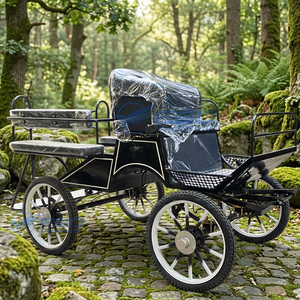 Carrito de Caballos XCEGO Mini Negro en Oferta, Carrito para Ponis con Estructura de Acero, 4 Ruedas, Freno de Pie y Manual - Product Image 1