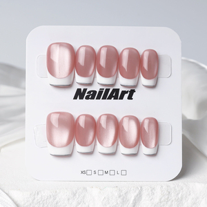 10 <span class=keywords><strong>Uñas</strong></span> Postizas Francesas Clásicas <span class=keywords><strong>Blancas</strong></span> Hechas a Mano, <span class=keywords><strong>Uñas</strong></span> Acrílicas de Alta Calidad con Efecto Ojo de Gato, <span class=keywords><strong>Uñas</strong></span> Artificiales - Product Image 5