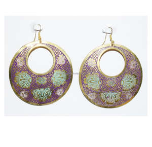 2005 West Virginia Rustic Circle <b>Dangle</b> <b>Earrings</b> Jewelry Hammered Leather painted drop <b>earrings</b> pink Ladies <b>Gold</b> Africa Jewelry - Product Image 6