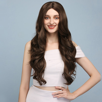 Wig Rambut Sintetis X-TRESS Biru Muda Abu-abu untuk Wanita Wig Bergelombang 26 Inci dengan Mesin Wig Rambut Dibuat Tahan Panas