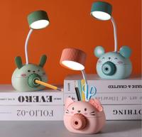 Lampe de bureau LED à piles avec support pour stylo et téléphone, veilleuse pour enfants, 50 plastique moderne ABS 70 plastique lampe de poche pour enfants DC 6V