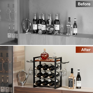 Custom Modern Home Corner Kitchen Cabinet Luxury Countertop Wooden Metal Bar Stackable Wine Glass <b>Bottle</b> <b>Storage</b> <b>Rack</b> Holder - Product Image 2