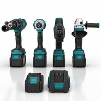 Ensemble d'outils électriques sans fil 20V 4 pièces : perceuse-visseuse, clé à chocs, scie sauteuse, meuleuse d'angle avec batterie au lithium