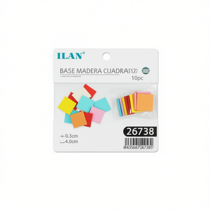 Base Quadrata in Legno Ilan 4x0,3 Cm 10 Pezzi Materiali per Artigianato - Product Image 1