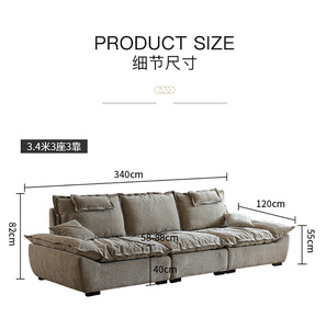 Sofá Modular Minimalista de Tela de Lino Suave para Sala de Estar Muebles Chaise Longue Sofá Cama Lavable Esquinero Seccional - Product Image 4