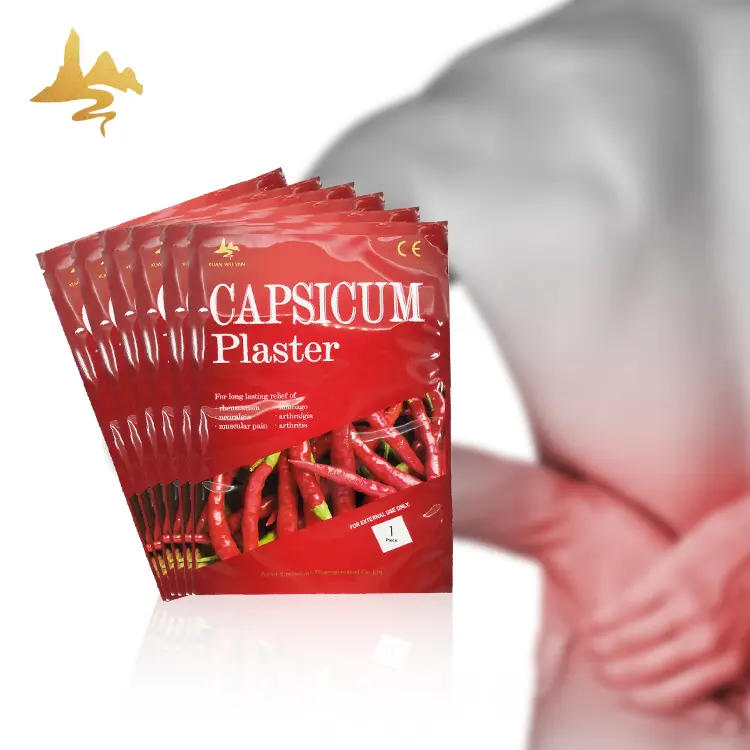Amostra grátis de dor nos músculos das costas, adesivo de capsaicina, gesso de ervas puras e poroso para alívio de dor, pimenta quente