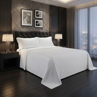 Parure de draps de luxe 5 étoiles en coton égyptien blanc pour hôtel, tailles King et Queen