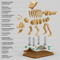 Ensemble de blocs de construction de squelette de dinosaure, 4 modèles, kit d'assemblage de briques, jouet en plastique sur le thème des animaux et de la nature