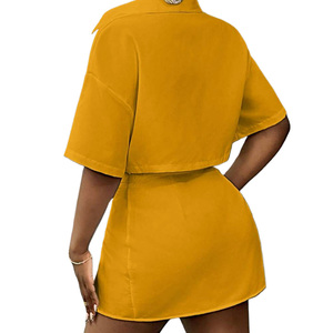 Ensemble d'été pour femme - chemisier à col court et jupe courte taille haute et évasée - Product Image 3