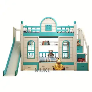 Simple and modern solid wood childrens bed multifunctional space-saving childrens bunk bed