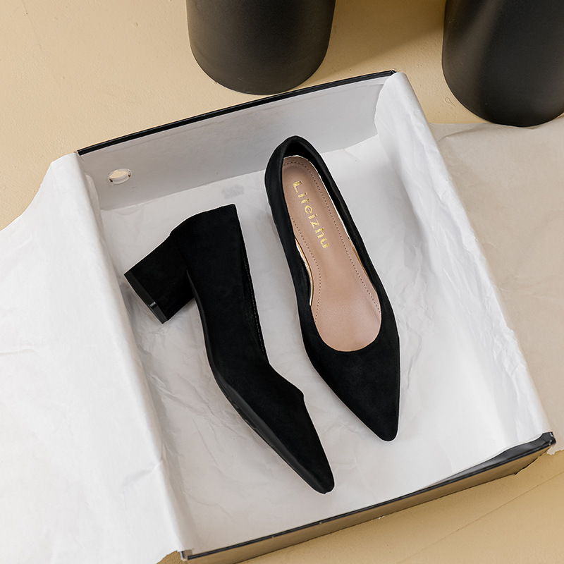 Sharp Toe Heel Shoes Single Shoe Women's 2025 New Non Tiring