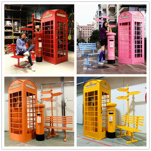Cabine téléphonique rouge de style britannique, artisanat en métal pour la décoration de mariage, accessoire de cabine téléphonique vintage pour la décoration d'événements - Product Image 4