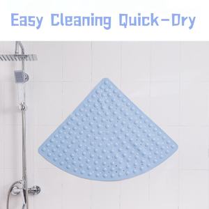 Tapis de douche triangle antidérapant tapis de bain quadrant respectueux de la peau tapis de douche d'angle avec ventouses, blanc - Product Image 5