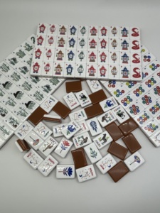 Premium Zweischichtige Braune & Weiße Acryl-Mahjong-Steine mit Tier- und Sternenmuster, Festliches Freizeitspiel-Geschenkset - Product Image 5