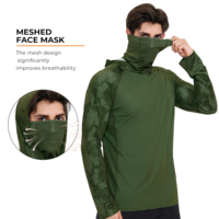 Sudadera con Capucha para Pesca UPF 50+ para Hombre, 88/12 Poliéster Spandex con Máscara Integrada y Protector de Cuello para Senderismo al Aire Libre OEM/ODM