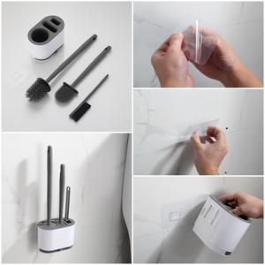 2023 אפור Diatom בוץ TPR אסלת מברשת אין מבוי סתום ארוך ידית אמבטיה סיליקון אסלת מברשת בעל מברשת אסלה סט - Product Image 4