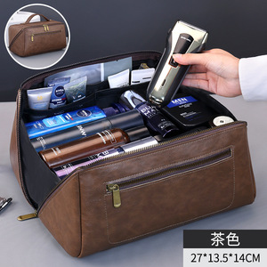 Bolsa de aseo de alta gama para hombres de negocios, bolsa de almacenamiento de cosméticos de viaje, impermeable, portátil, de gran capacidad, con compartimentos para maquillaje. - Product Image 4