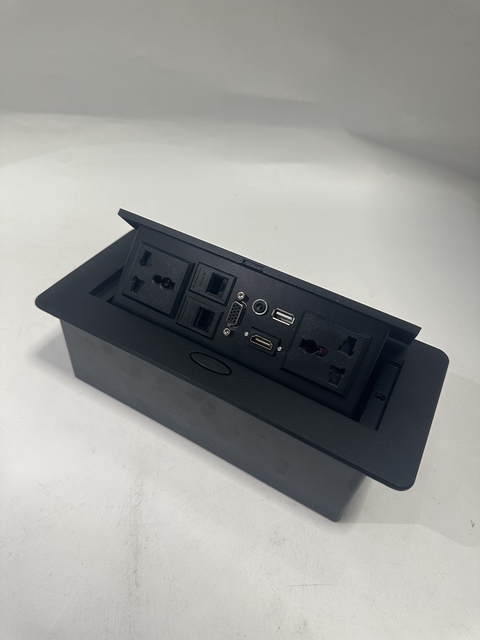 Recessed Pop Multimedia Desk Socket Universal Power Outlet RJ45 for VGA USB Audio Jack Hidden Conference Table Connectivity
