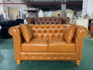 औद्योगिक क्लासिक विंटेज क्लब फर्नीचर नाइटक्लब लाउंज चेस्टरफील्ड चमड़े का बटन रेस्तरां के लिए टफ्टेड बार सोफा बूथ - Product Image 5