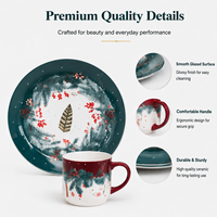 Ensembles de vaisselle de Noël en porcelaine designs de luxe modernes et imprimés pour le marché de gros ensemble de dîner 16 pièces avec décalcomanie