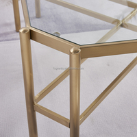 Table basse de salon moderne de luxe décorative pour la maison, base en métal doré, plateau en verre trempé durable, table centrale pour villa