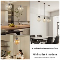 Lampe suspendue LED en verre transparent en forme de bulle, style nordique, design minimaliste à tête unique, pour restaurant et bar, garantie 3 ans