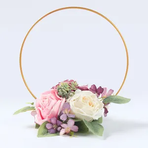 Tự Làm Hoa Cưới Centerpieces Kim Loại Hoa Hoop Vòng Hoa Macrame Thủ Công Cho Đám Cưới Vòng Hoa Bảng Trang Trí Nội Thất Giáng Sinh Trang Trí Nội Thất