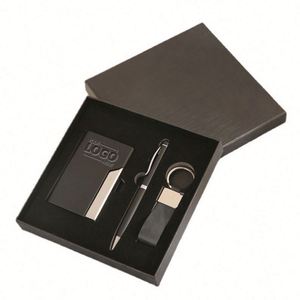 Executive Black PU Leather <b>Gift</b> <b>Set</b> with Digital Printing Business Card Holder & Custom Corporate <b>Gift</b> for Men - Product Image 1