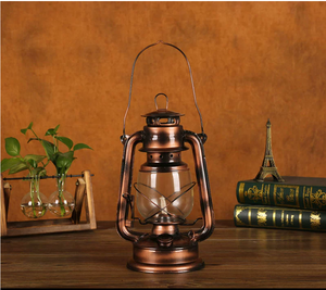 Теплый свет, железный винтажный стеклянный масляный керосиновый светильник, фитиль, переносная лампа для кемпинга, перезаряжаемая лампа с пламенем, бронзовый светодиодный фонарь, масляные лампы - Product Image 3