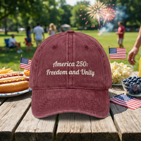 Casquette de baseball vintage OEM America 250th Anniversary, souvenir patriotique, 6 panneaux, coton lavé, broderie personnalisée