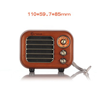 Vofull Mini haut-parleur BT rétro en bois massif 1100mah Radio FM vintage en bois massif