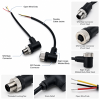 Câble Pigtail M12 à Angle Droit, Connecteur Étanche Mâle-Femelle sur Mesure avec Fils Ouverts pour Équipement d'Automatisation et Capteurs