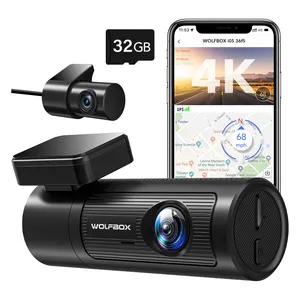 وولف بوكس I05 للتحكم التطبيق 4k رؤية أمامية وخلفية رؤية ليلية مرآة الرؤية الخلفية سيارة داش كام Wtih WIFI بني في GPS