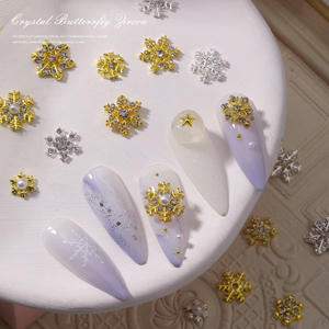 Aksesori kerajinan logam DIY 3D, hiasan Zircon seni kuku kepingan salju kristal - Product Image 3