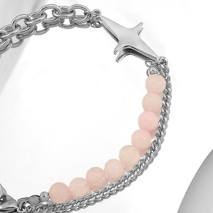 Hot Selling Simple Popular Design Spliced Pink <b>Bead</b> Alloy Chain <b>Bracelet</b> Sweet Women's Cross <b>Bracelets</b> Fashion Jewelry Wholesale - Product Image 3