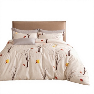 Juego de Ropa de Cama de Algodón con Silueta de Árbol Otoñal, Color Crema con Hojas Doradas, para B&B, Envío Directo desde la UE, 3 Piezas - Product Image 1